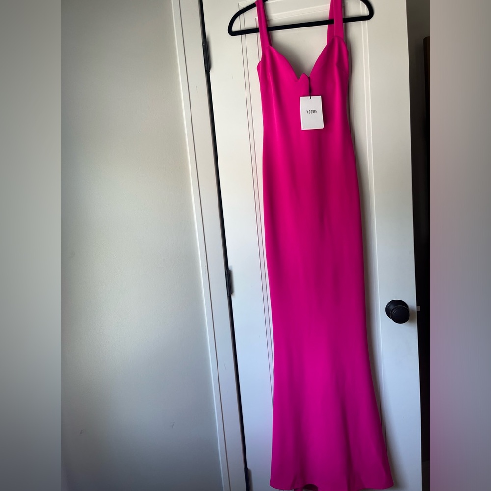 NWT $329 Revolve Nookie Romance Sweetheart Gown Maxi Dress Pink Fuchsia XS - Picture 12 of 12